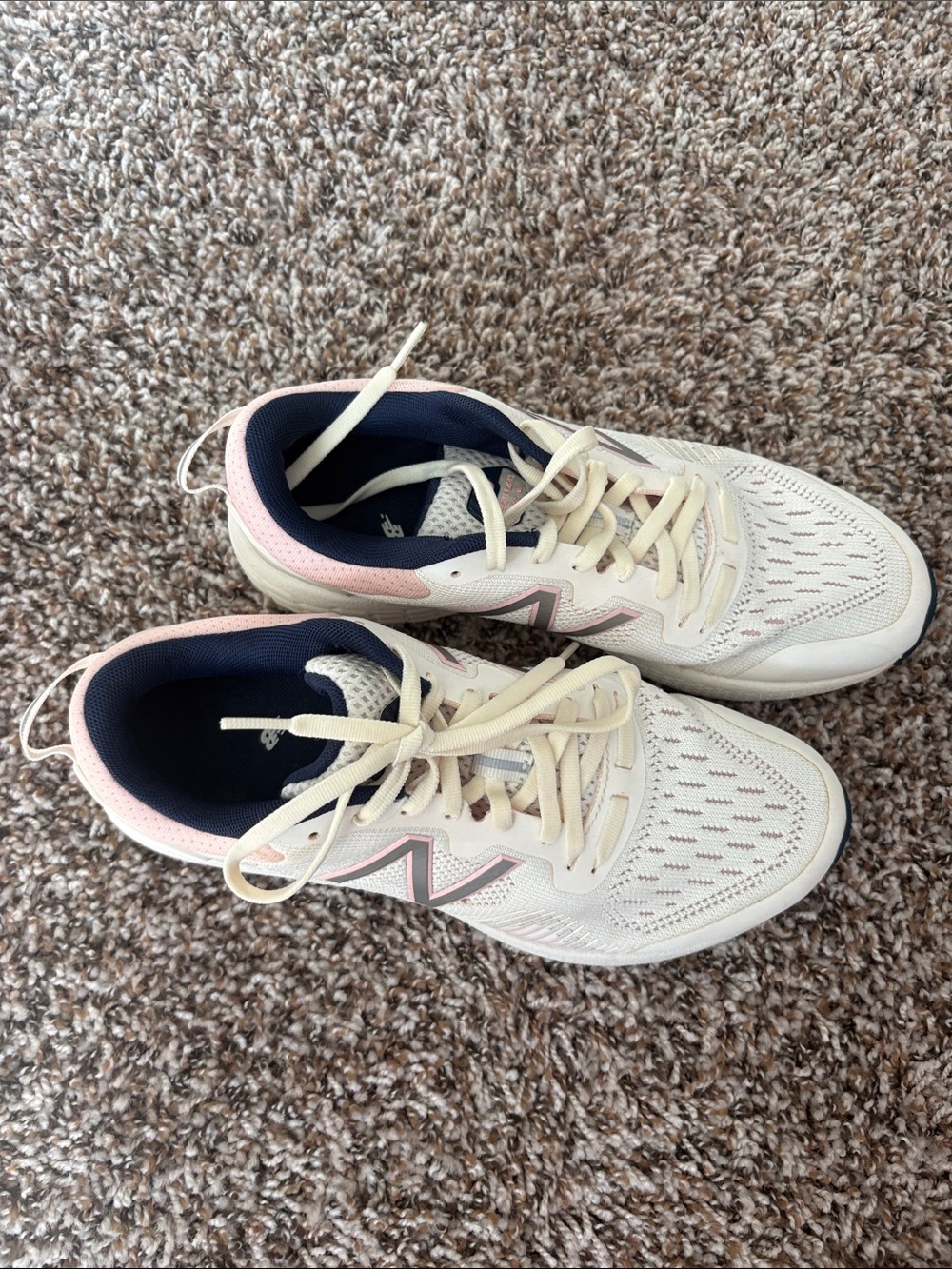 New Balance Women's Cream & Pink Mesh Running Sneakers